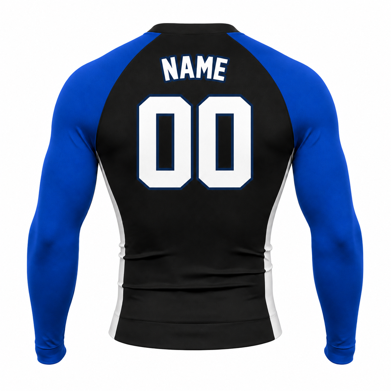 Shoulder Block Black Customizable Long Sleeve Compression Shirt