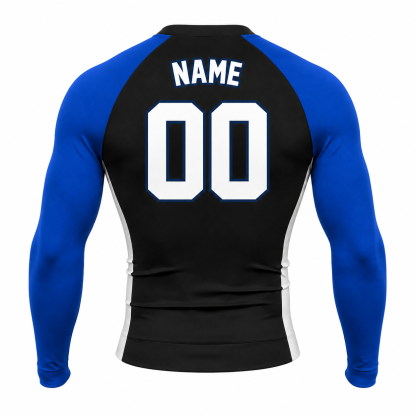 Shoulder Block Black Customizable Long Sleeve Compression Shirt