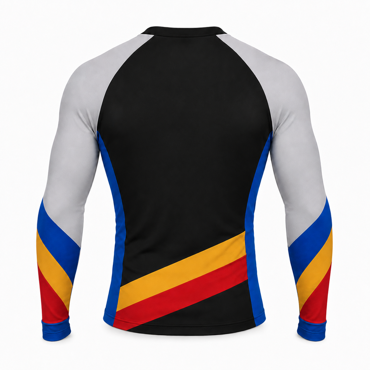 Diagonal Sash Black Primary Gray Accent Customizable Long Sleeve Compression Shirt