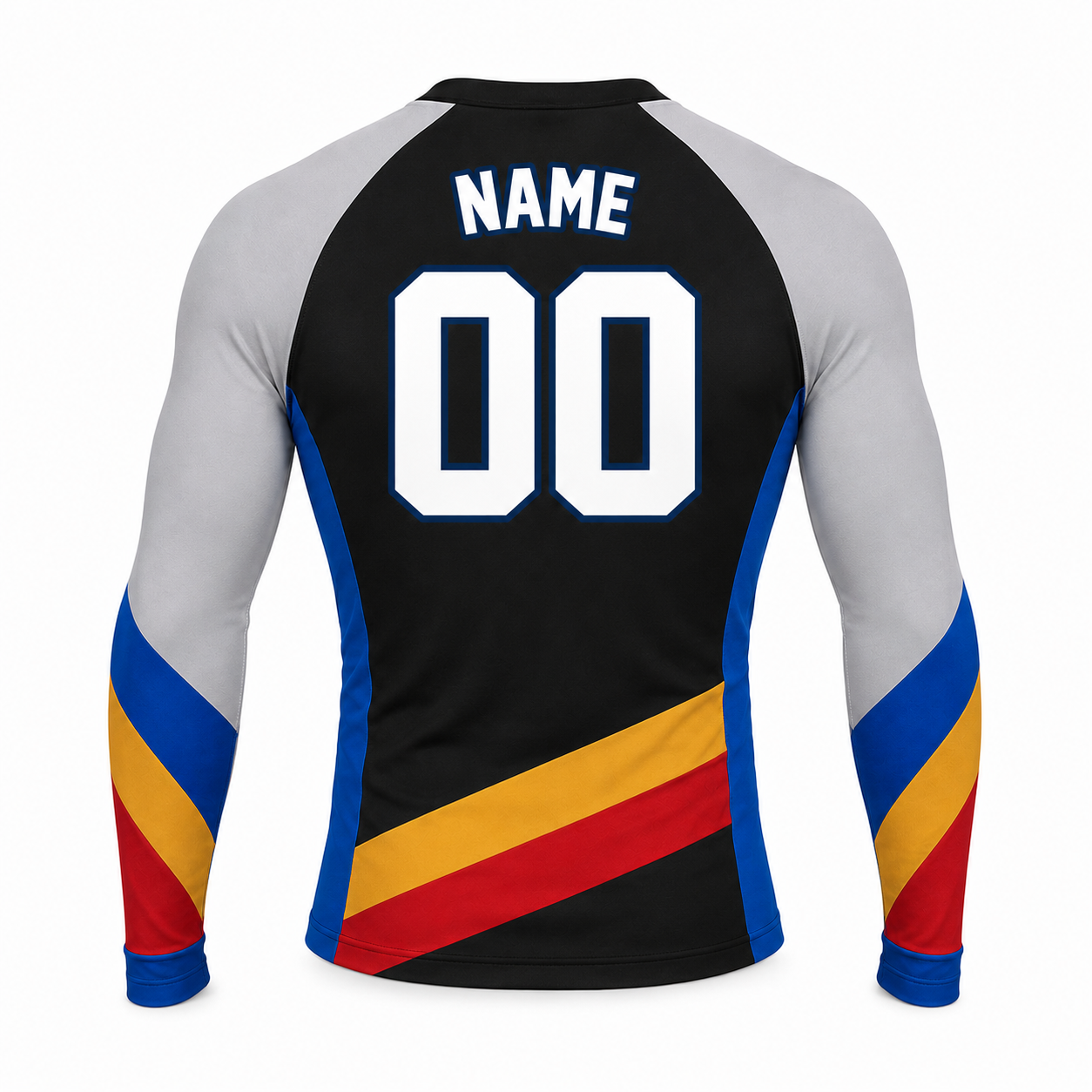 Diagonal Sash Black Primary Gray Accent Customizable Long Sleeve Compression Shirt