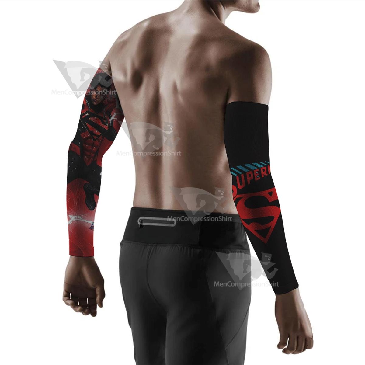 Black Suit Version Of Superman Red Compression Arm Sleeve