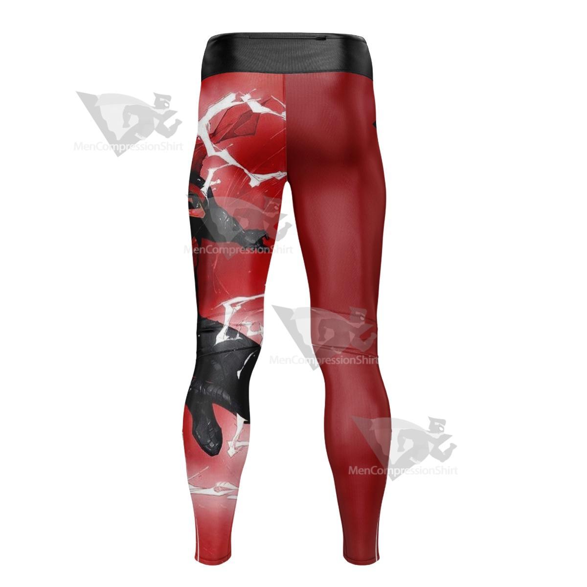 Black Suit Version Of Superman Red Men Compression Legging