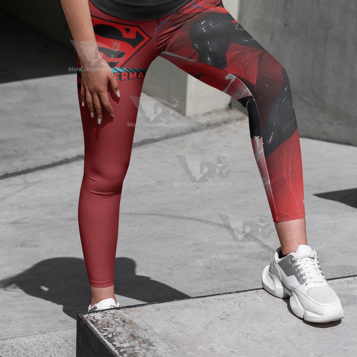 Black Suit Version Of Superman Red Women Compression Legging-MensCompressionShirt