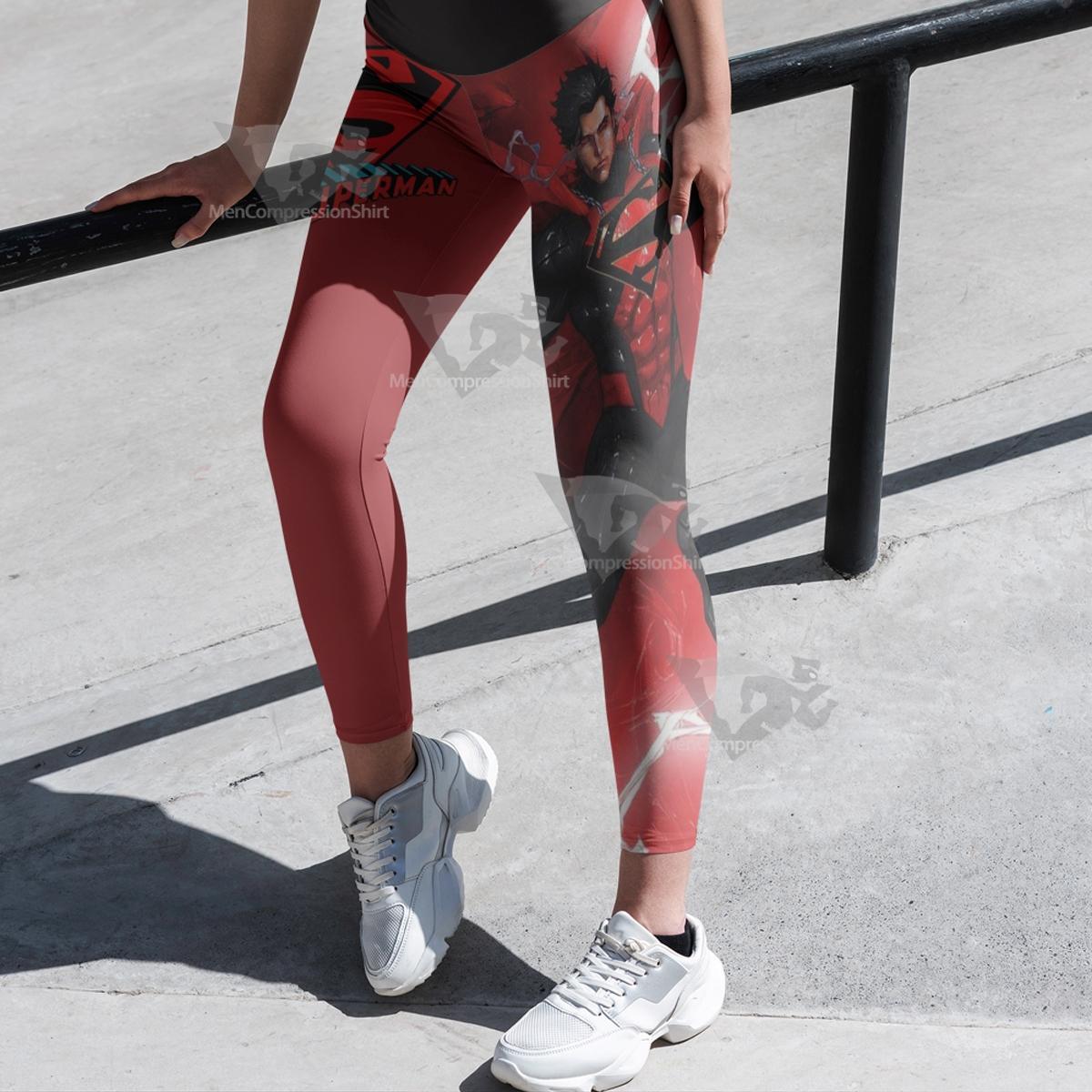 Black Suit Version Of Superman Red Women Compression Legging-MensCompressionShirt
