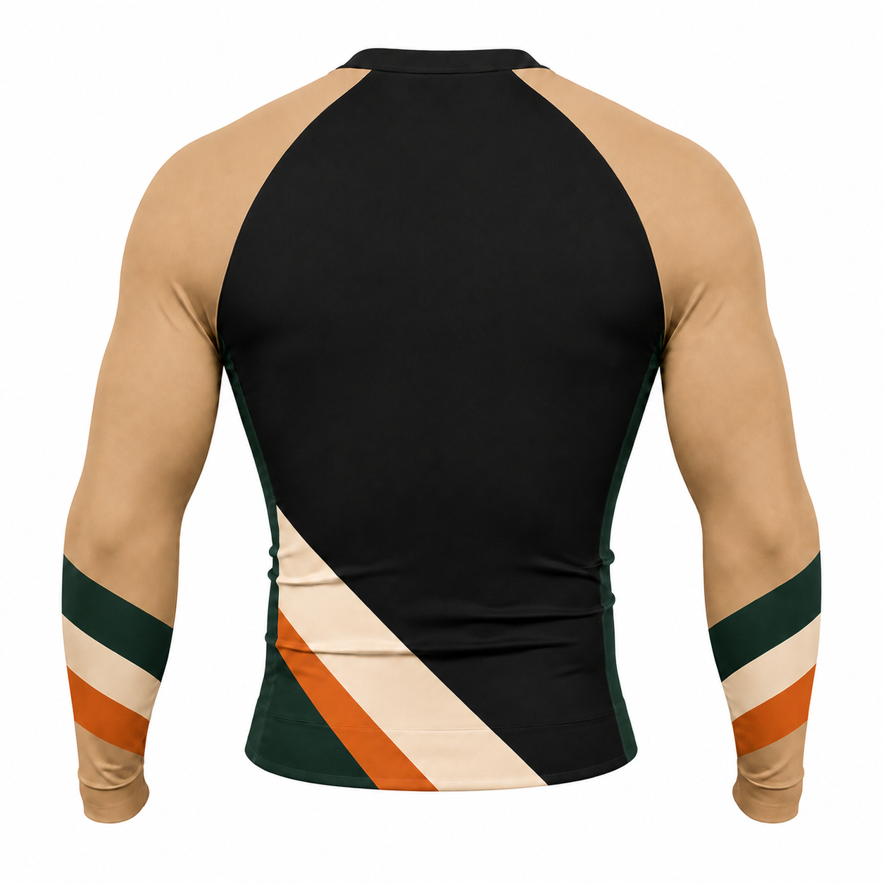 Diagonal Side Panel Black Customizable Long Sleeve Compression Shirt