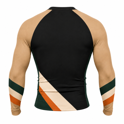 Diagonal Side Panel Black Customizable Long Sleeve Compression Shirt