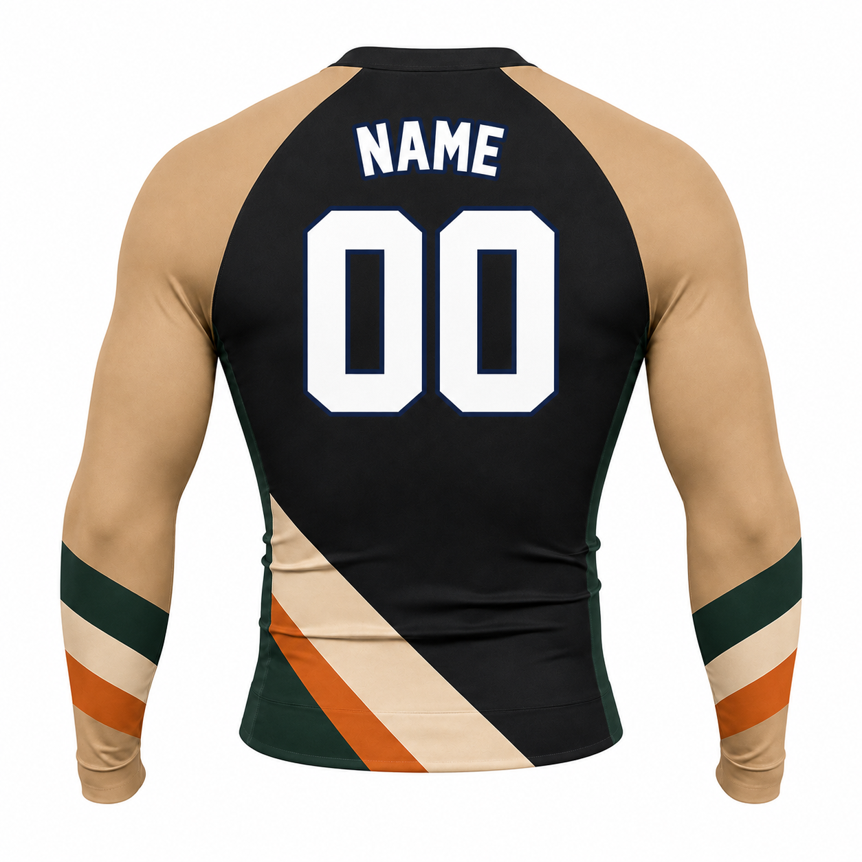Diagonal Side Panel Black Customizable Long Sleeve Compression Shirt
