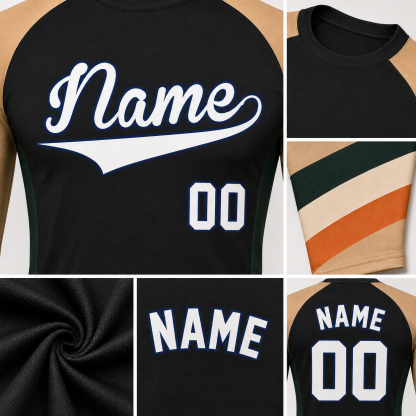 Diagonal Side Panel Black Customizable Long Sleeve Compression Shirt