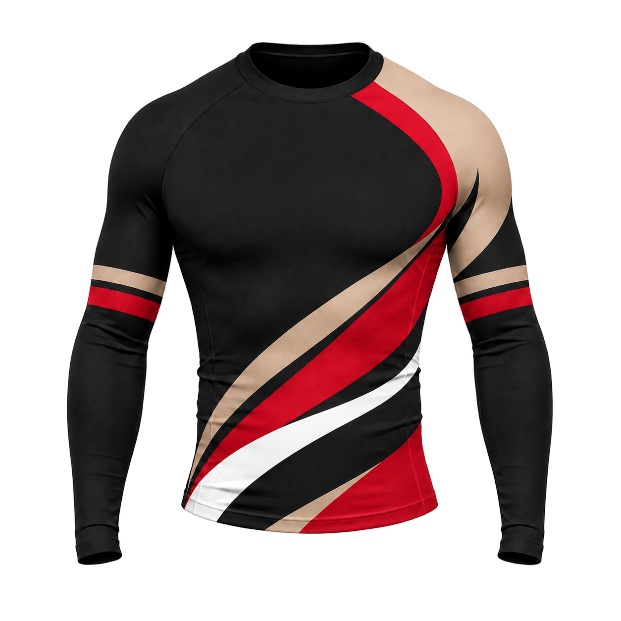 Diagonal Stripe Black Customizable Long Sleeve Compression Shirt