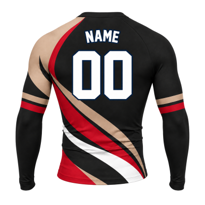 Diagonal Stripe Black Customizable Long Sleeve Compression Shirt
