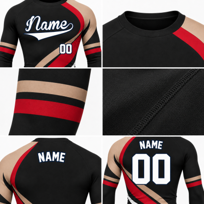 Diagonal Stripe Black Customizable Long Sleeve Compression Shirt