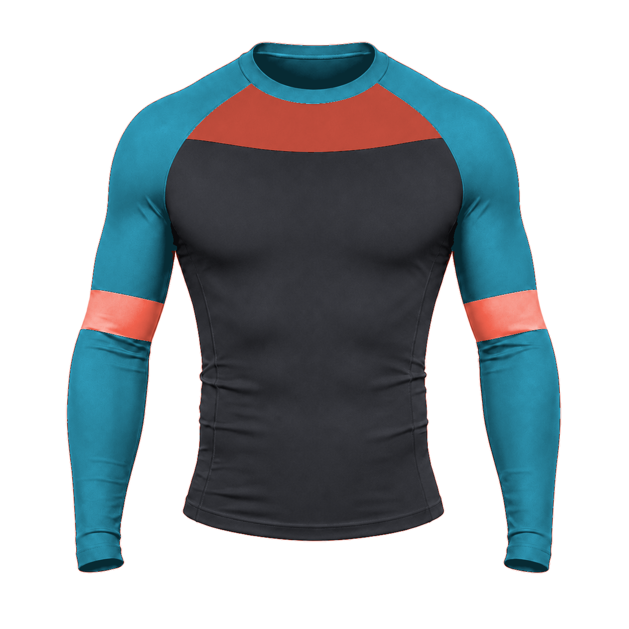 Shoulder Chevron Charcoal Customizable Long Sleeve Compression Shirt