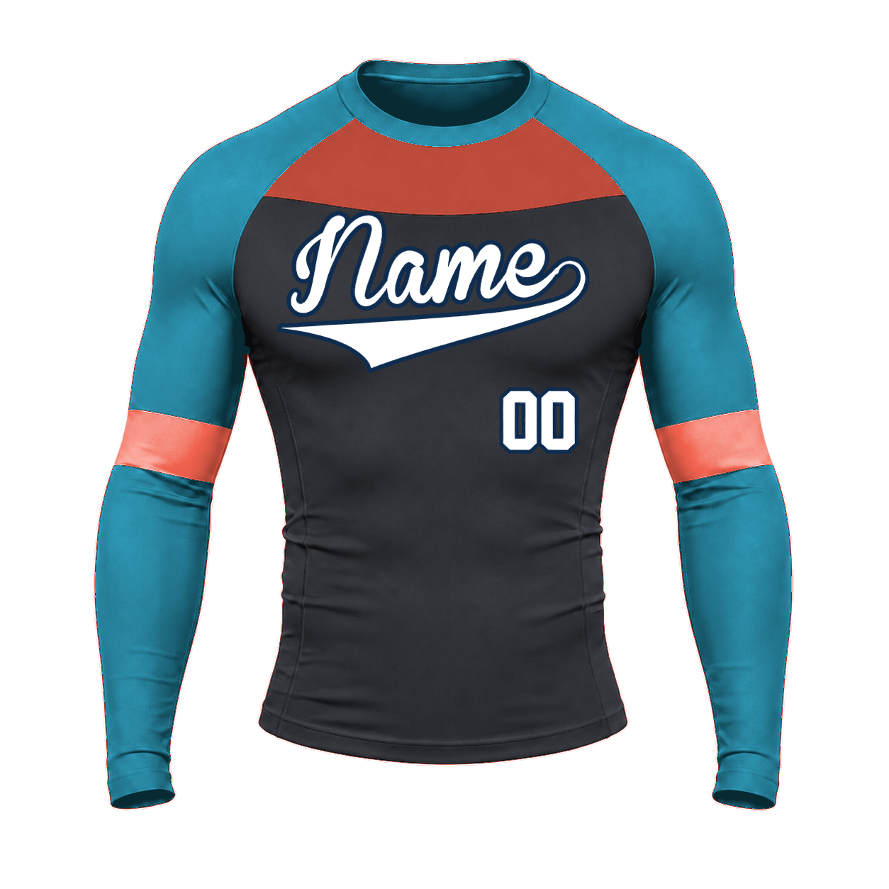 Shoulder Chevron Charcoal Customizable Long Sleeve Compression Shirt