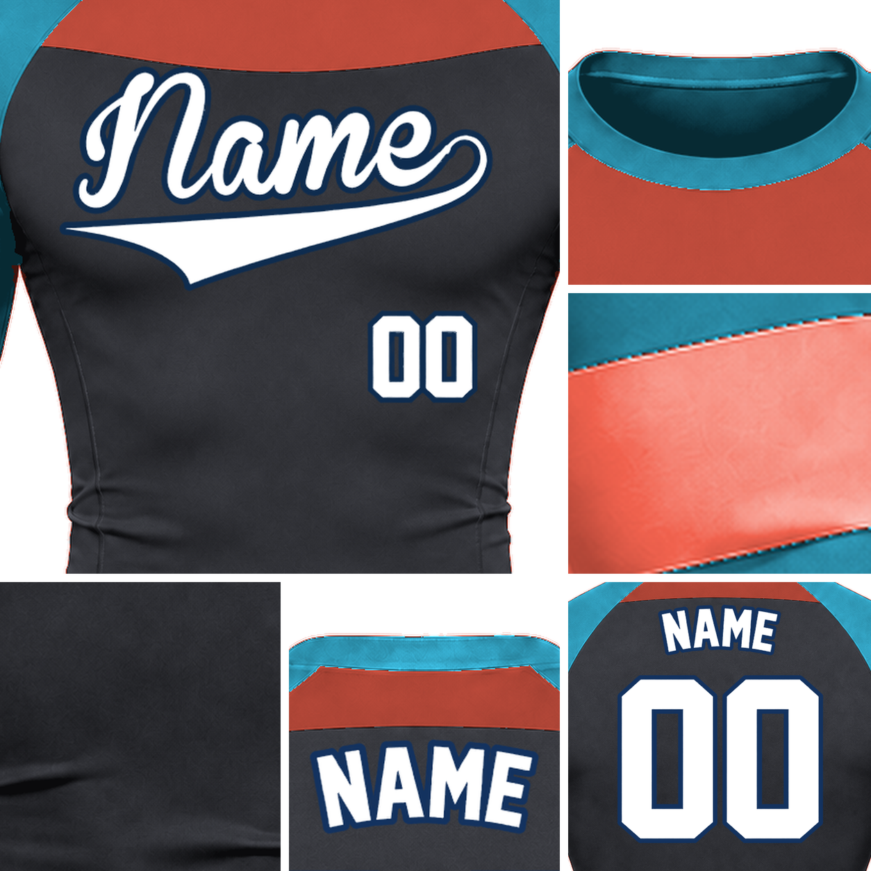 Shoulder Chevron Charcoal Customizable Long Sleeve Compression Shirt
