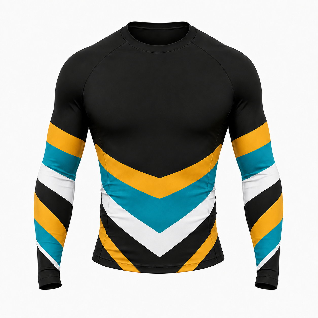 Triple Chevron Black Customizable Long Sleeve Compression Shirt