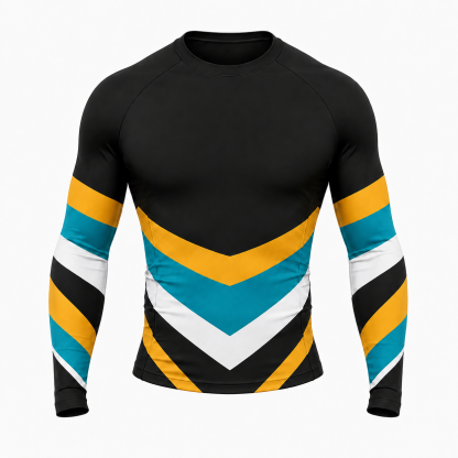 Triple Chevron Black Customizable Long Sleeve Compression Shirt