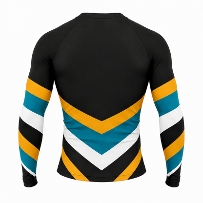 Triple Chevron Black Customizable Long Sleeve Compression Shirt