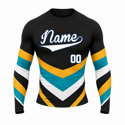 Triple Chevron Black Customizable Long Sleeve Compression Shirt