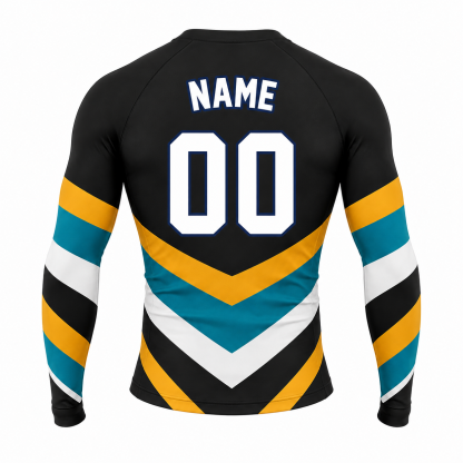 Triple Chevron Black Customizable Long Sleeve Compression Shirt