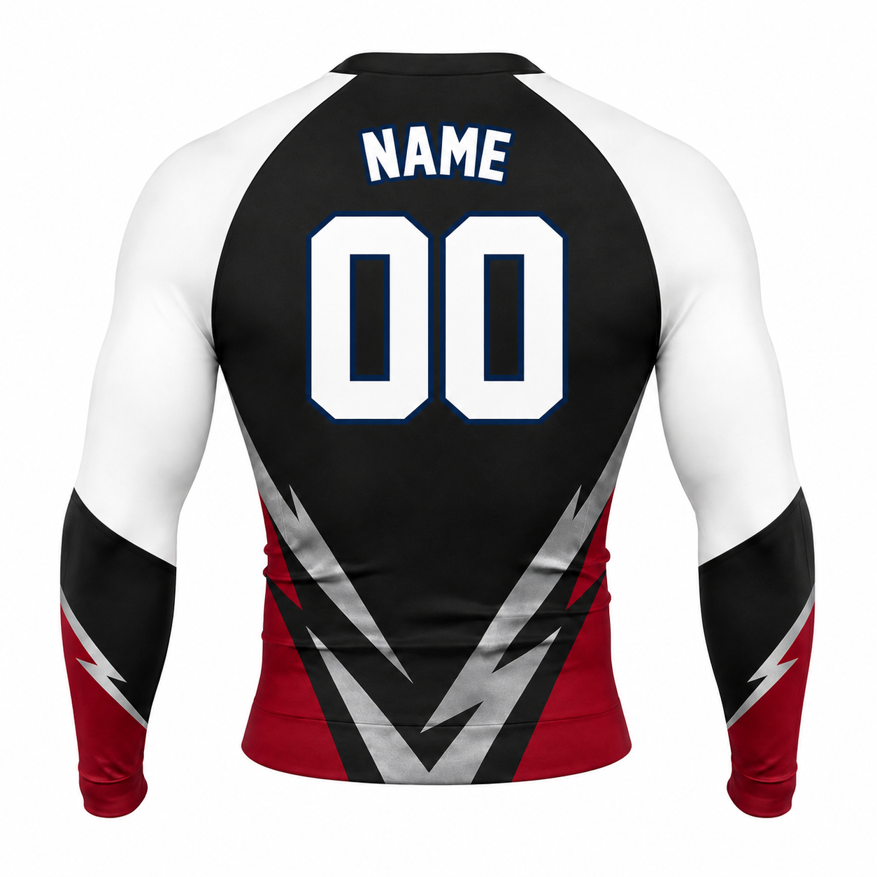 Lightning Chevron Black Customizable Long Sleeve Compression Shirt