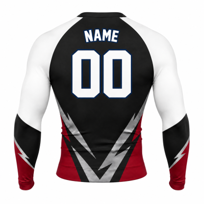 Lightning Chevron Black Customizable Long Sleeve Compression Shirt