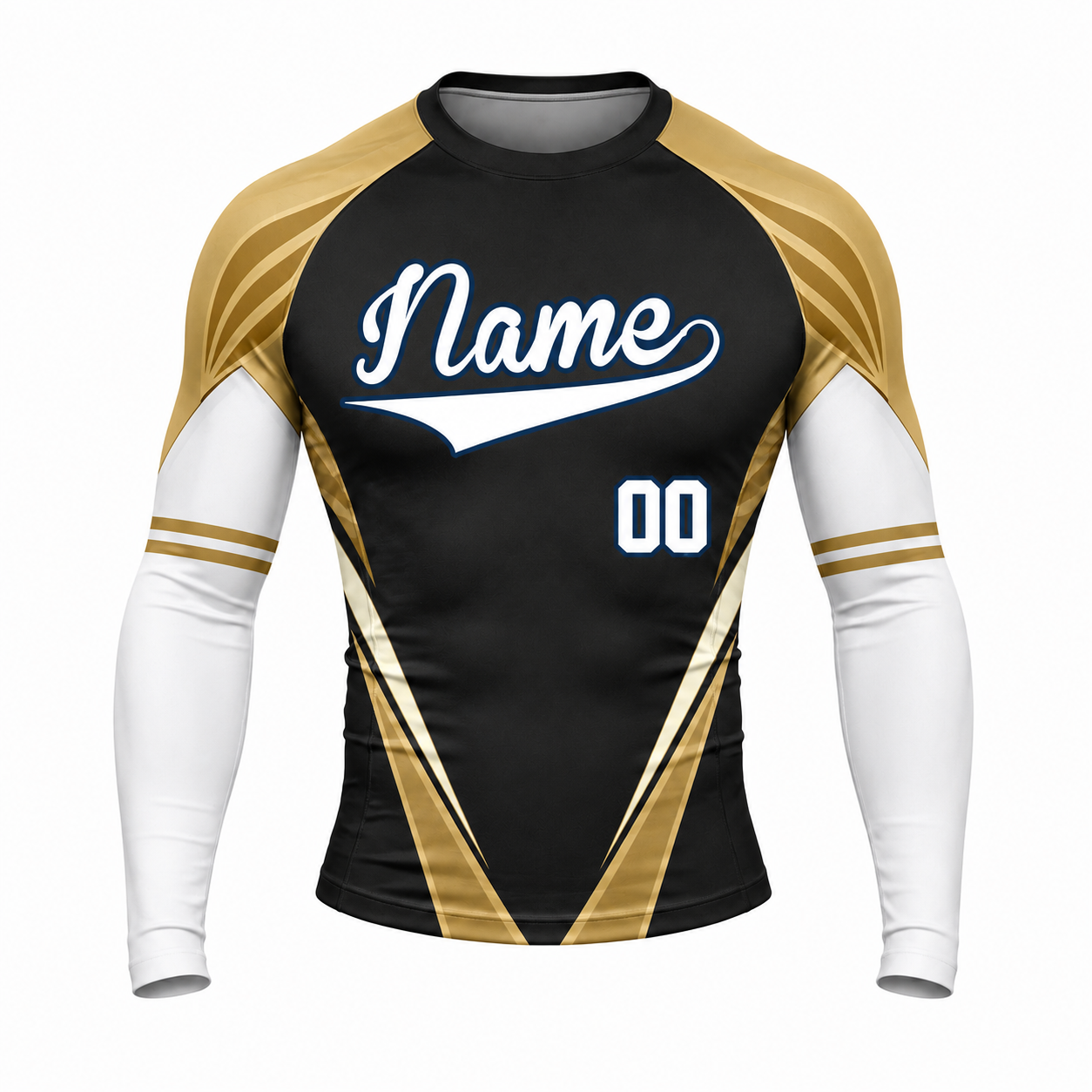 Wing Chevron Black Customizable Long Sleeve Compression Shirt