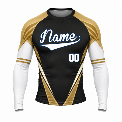 Wing Chevron Black Customizable Long Sleeve Compression Shirt