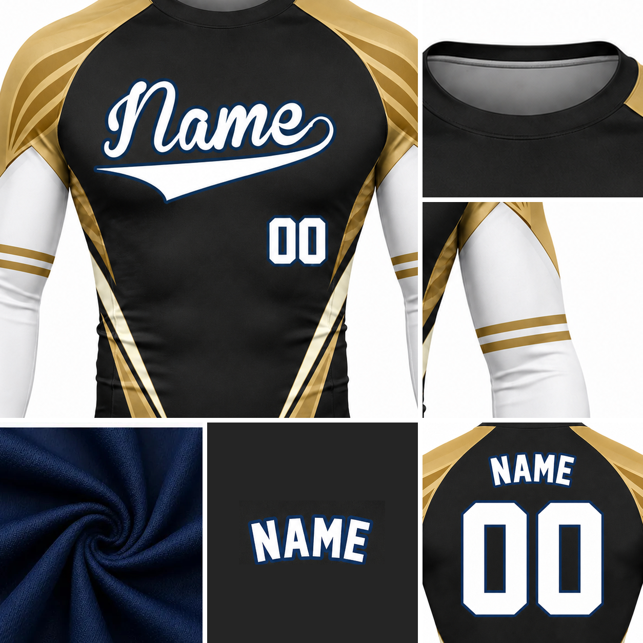 Wing Chevron Black Customizable Long Sleeve Compression Shirt