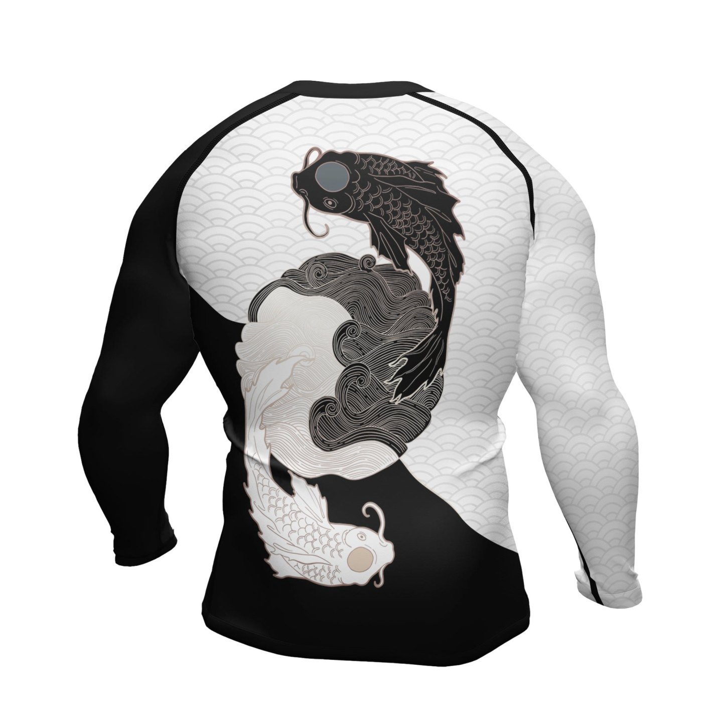 Black White Koi Yin Yang Mens Long Sleeve Compression Shirt