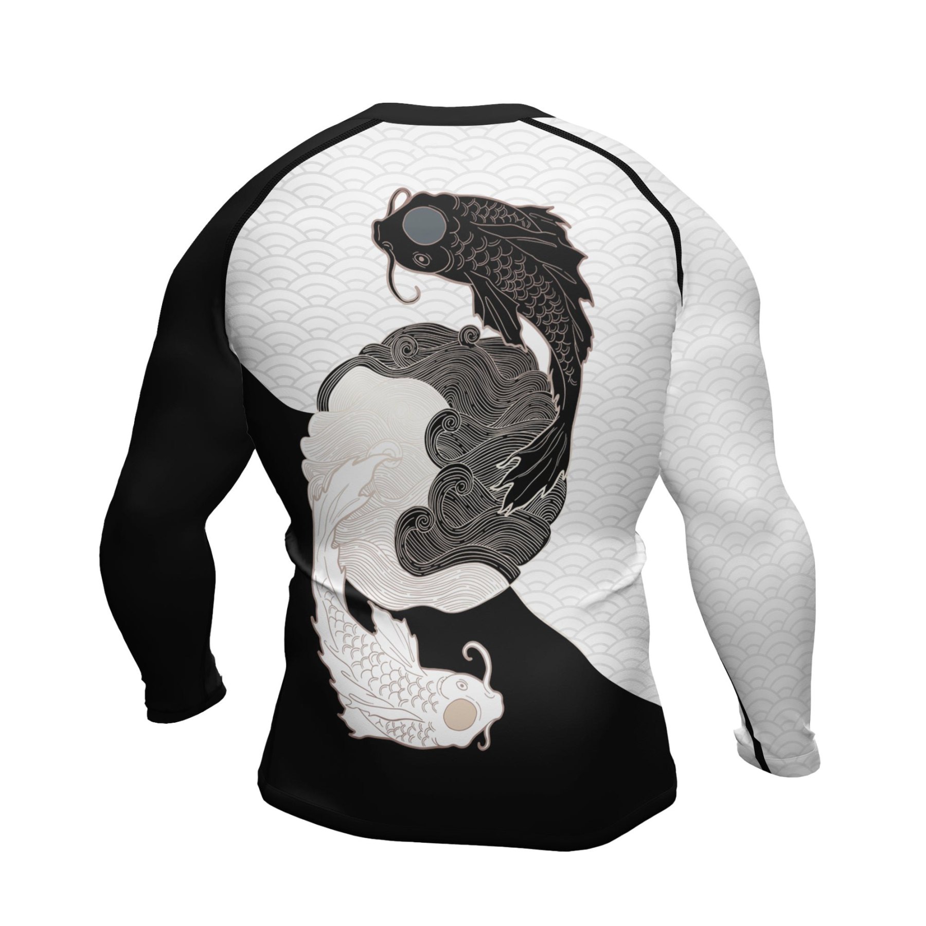 Black White Koi Yin Yang Mens Long Sleeve Compression Shirt