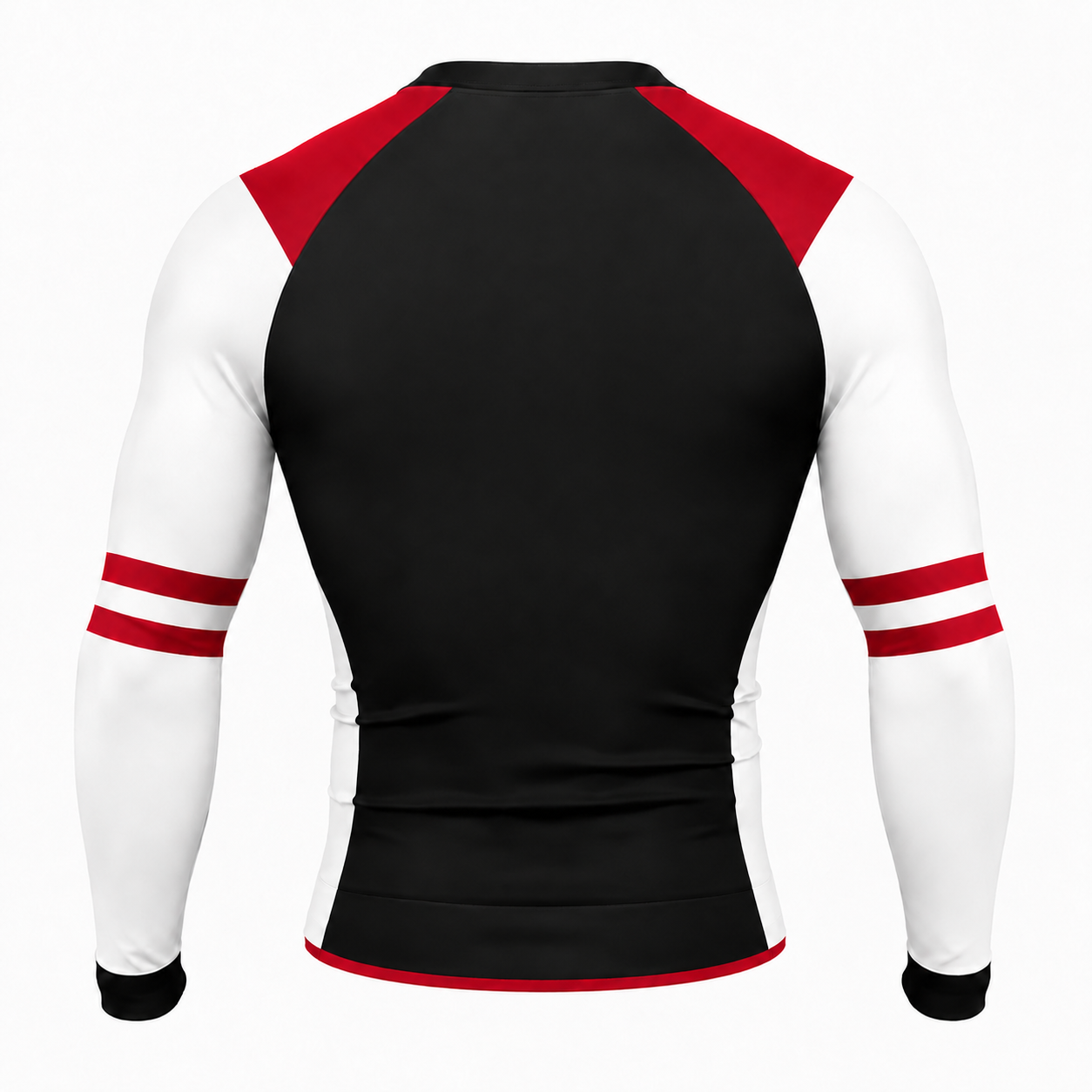 Shoulder Double Stripe Black Customizable Long Sleeve Compression Shirt