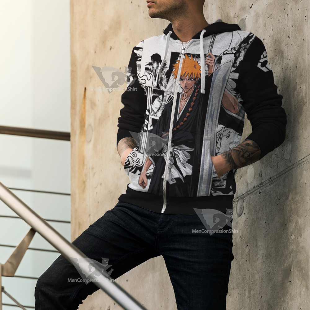 Bleach Ichigo Bleach Splash Ink Cosplay Zip Up Hoodie