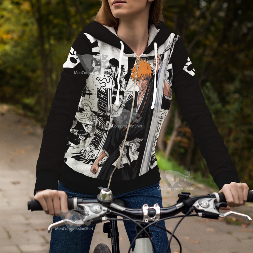 Bleach Ichigo Bleach Splash Ink Cosplay Zip Up Hoodie