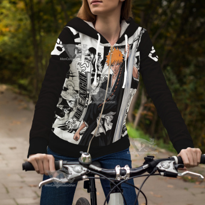Bleach Ichigo Bleach Splash Ink Cosplay Zip Up Hoodie