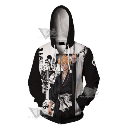 Bleach Ichigo Bleach Splash Ink Cosplay Zip Up Hoodie