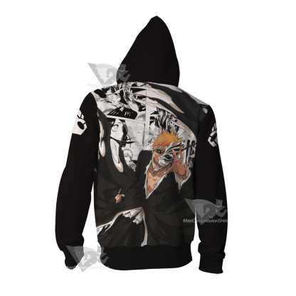 Bleach Ichigo Bleach Splash Ink Cosplay Zip Up Hoodie
