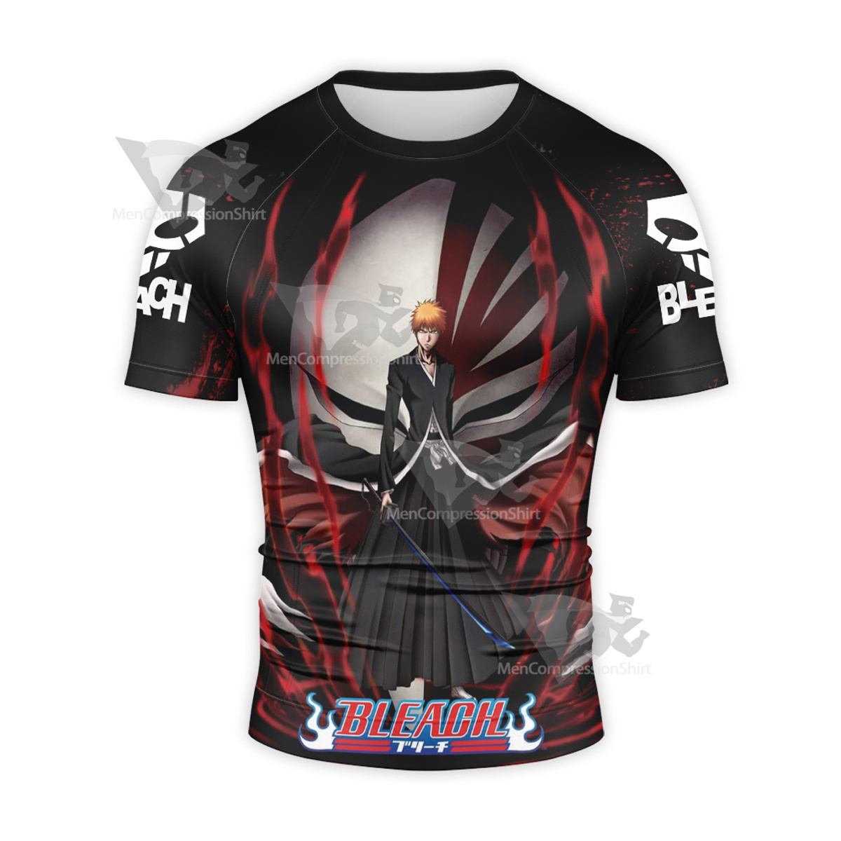 Bleach Ichigo Kurosaki Black Short Sleeve Compression Shirt