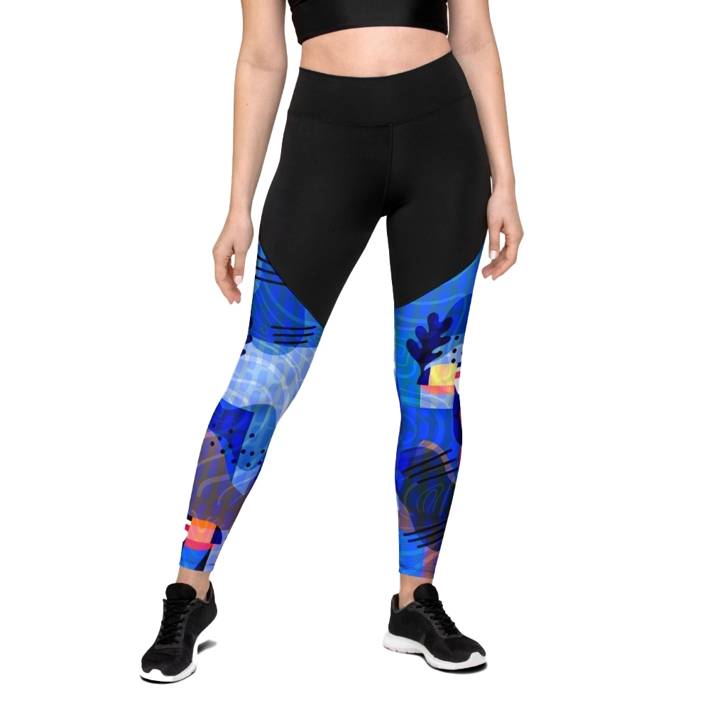 Blue Abstract Women Compression Legging