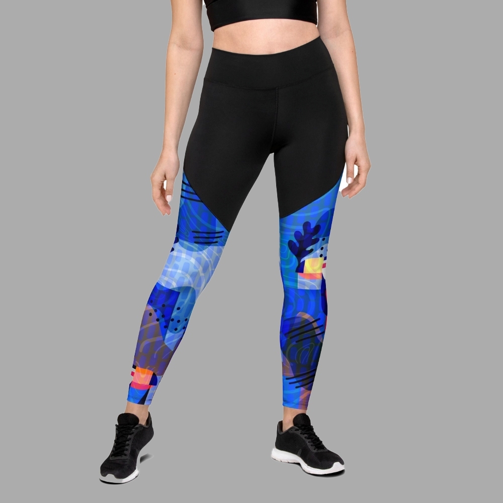 Blue Abstract Women Compression Legging