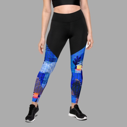 Blue Abstract Women Compression Legging