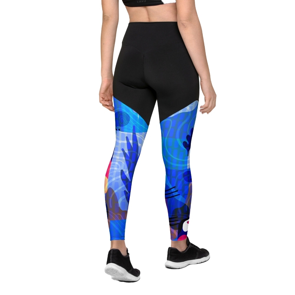 Blue Abstract Women Compression Legging