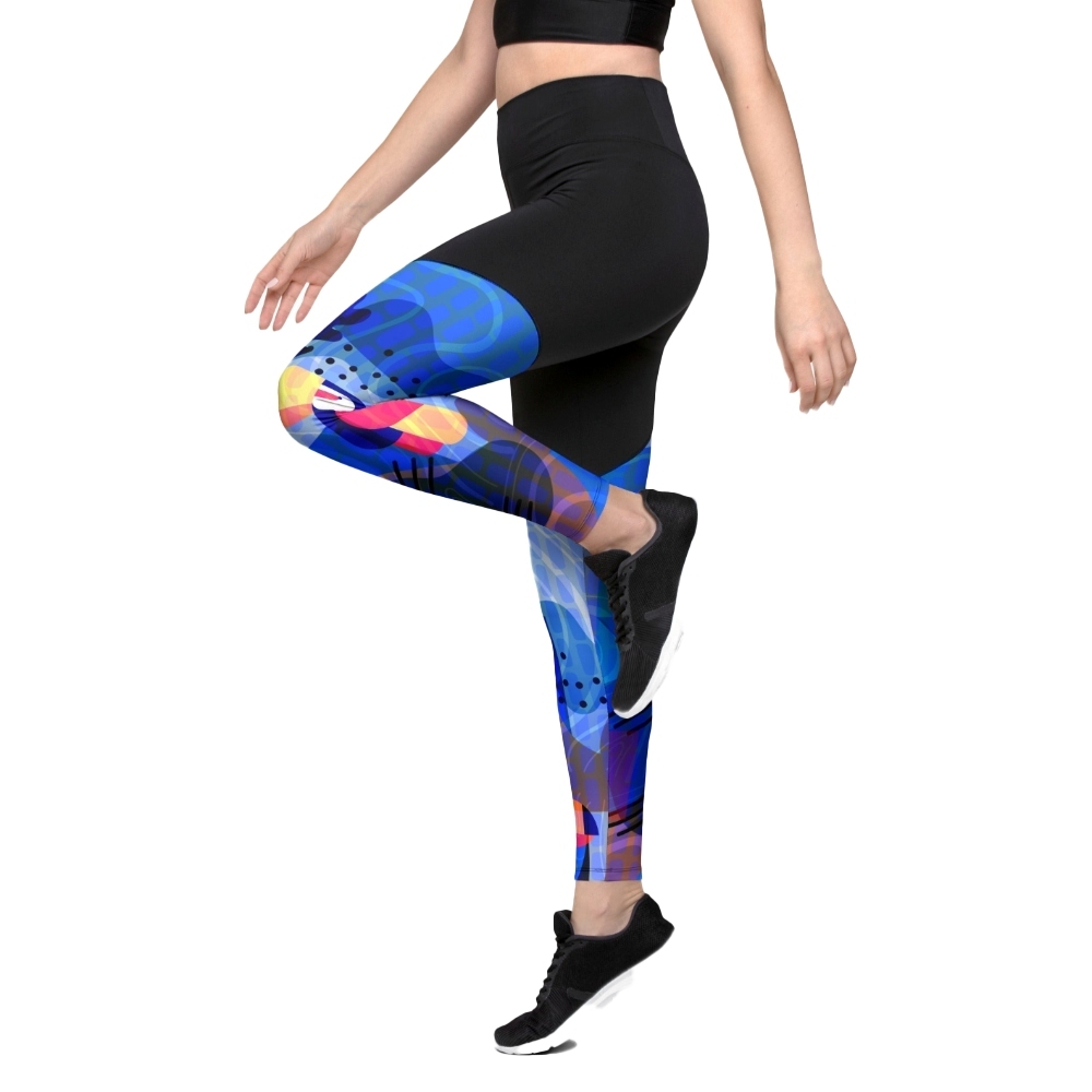 Blue Abstract Women Compression Legging