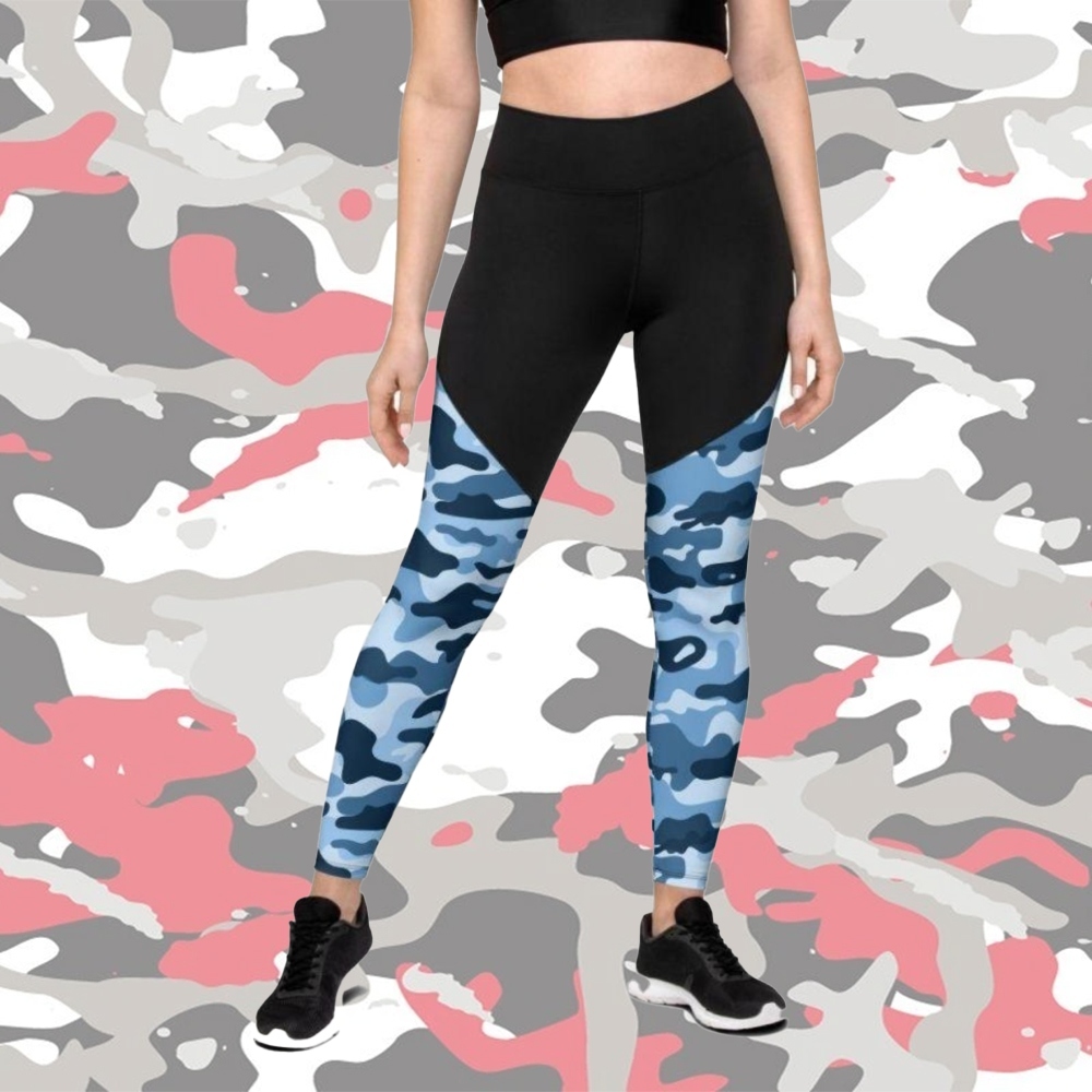 Blue Camo Women Compression Legging