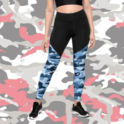 Blue Camo Women Compression Legging