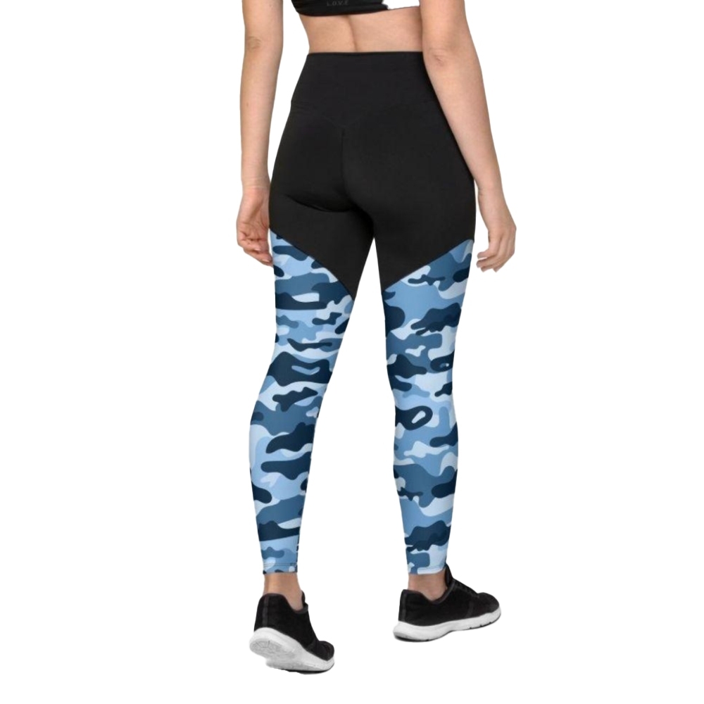 Blue Camo Women Compression Legging