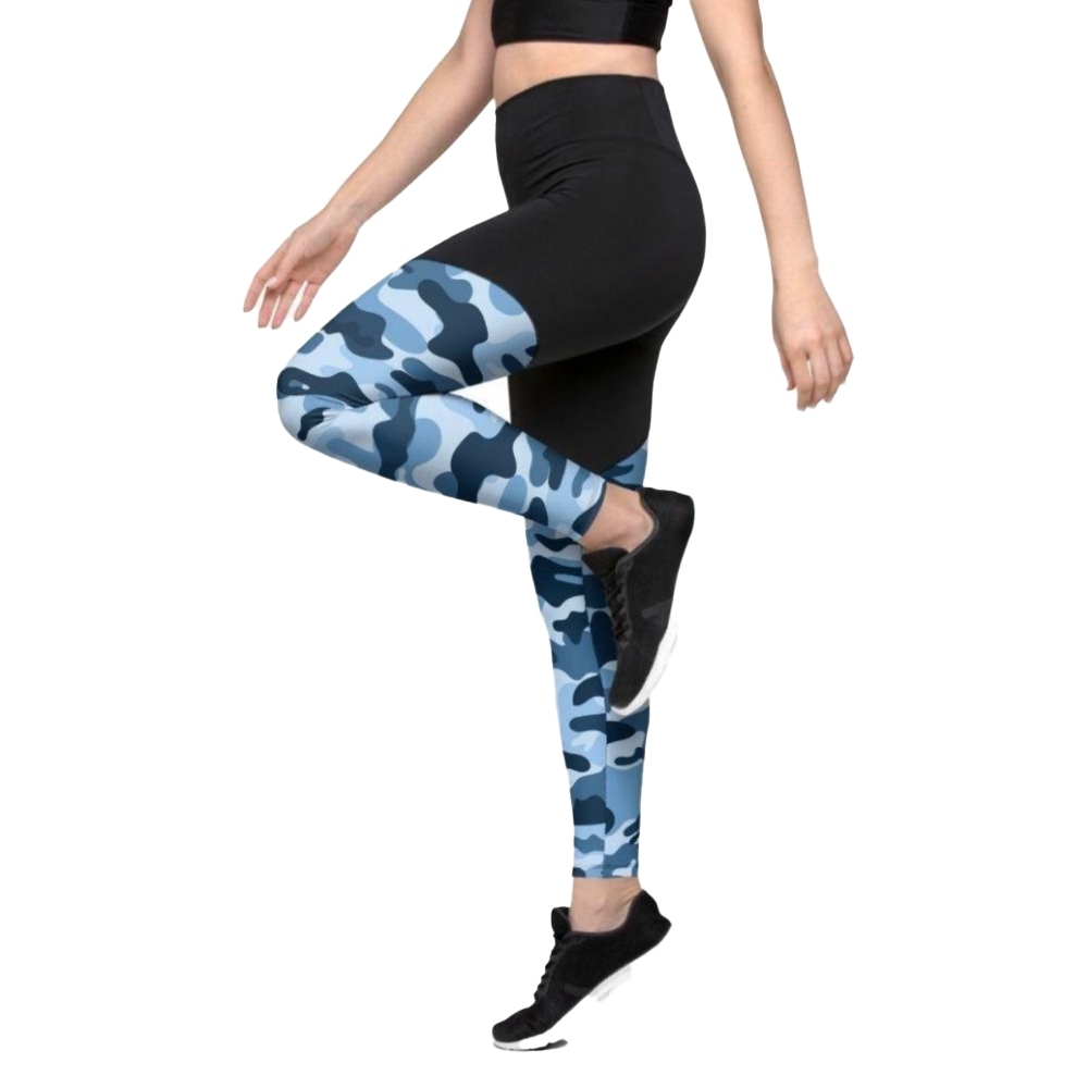 Blue Camo Women Compression Legging