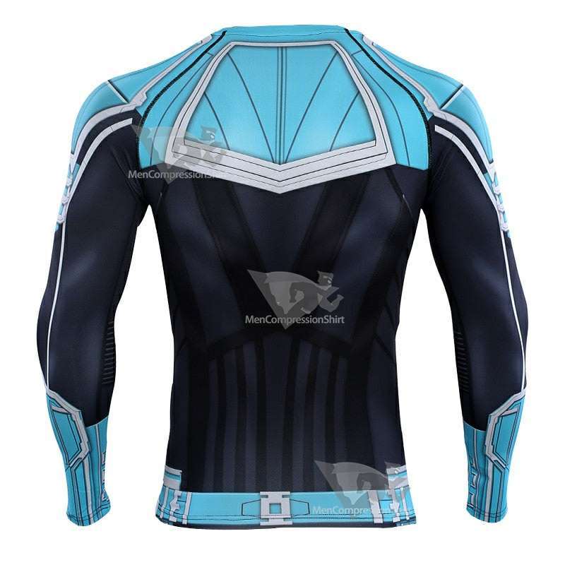 Blue Carol Danvers Long Sleeve Compression Shirt For Men