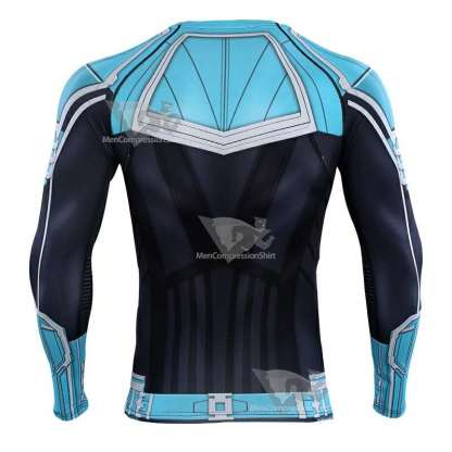 Blue Carol Danvers Long Sleeve Compression Shirt For Men