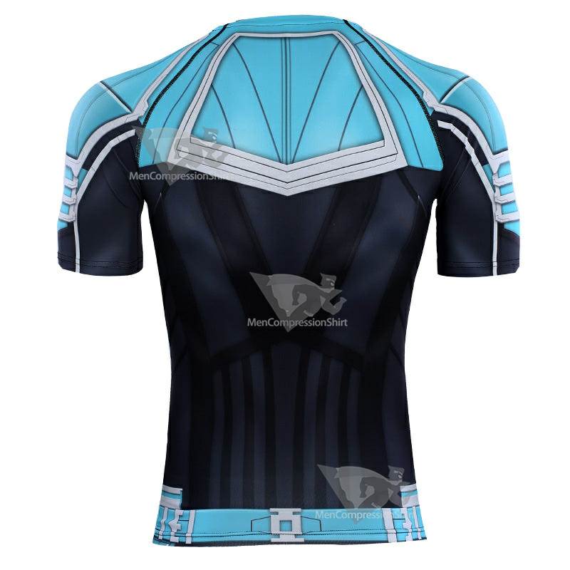Blue Carol Danvers Short Sleeve Compression Shirt For Men