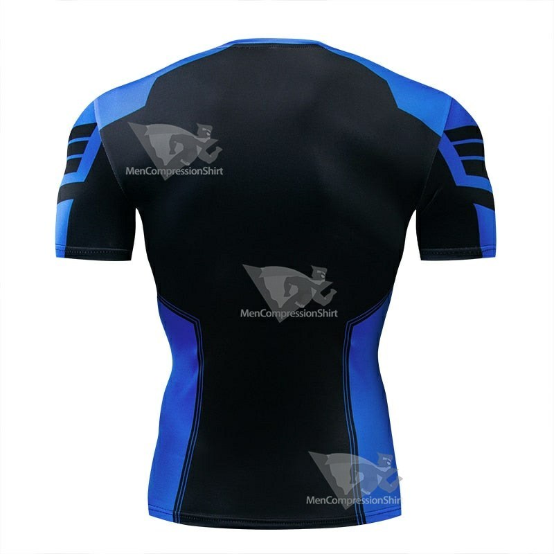 Blue Grayson Man Short Sleeve Compression Shirt